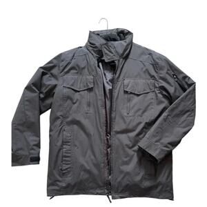 London Fog Mens Large Gray Insulated Field Jacket Utility Outdoor Coat Workwear
